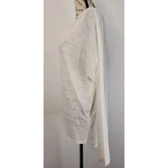 Vince Pullover Woman Medium White Ivory Striped Relax Oversized Coastal Nautical - Picture 6 of 8